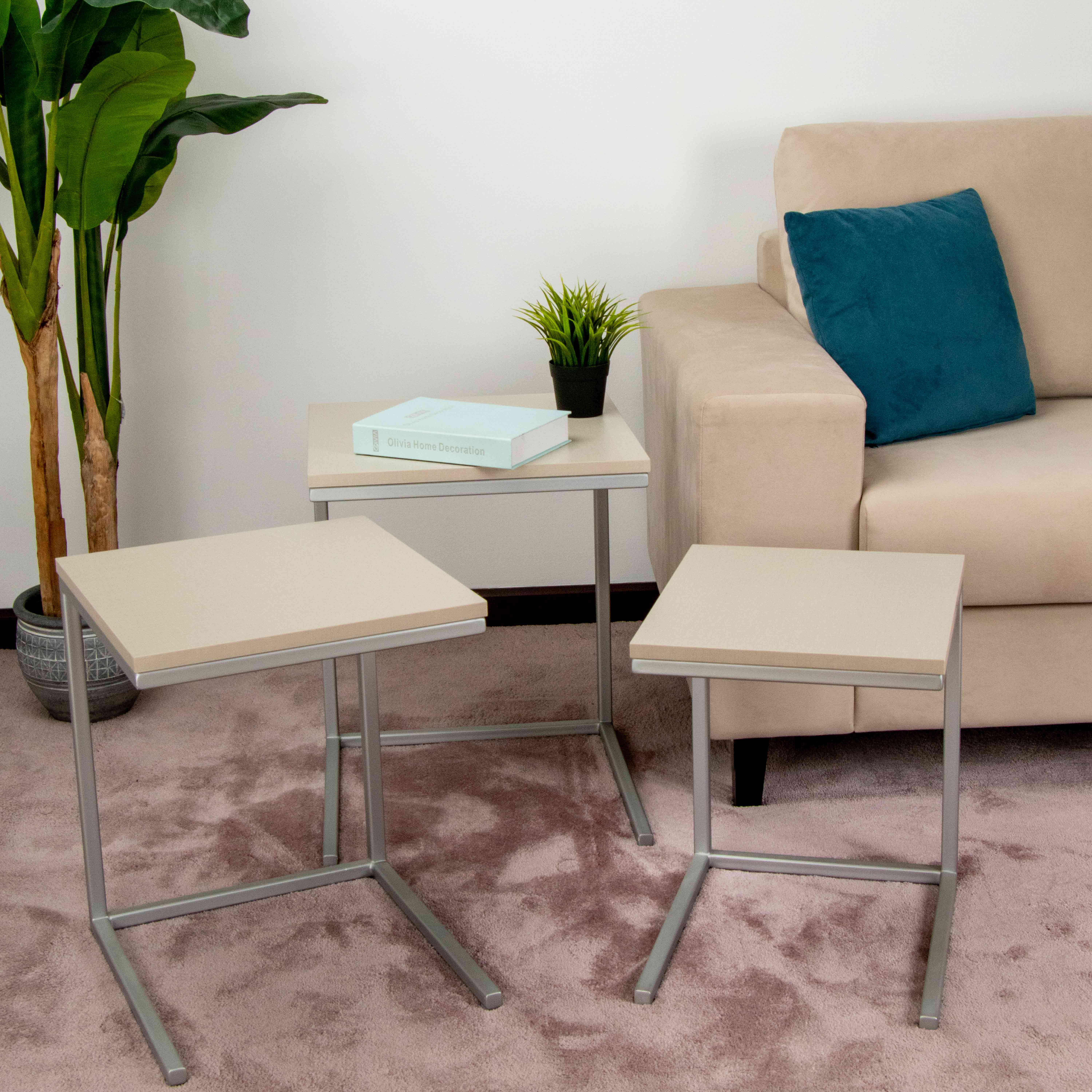 Lamie Nest of Table Set ( silver leg )
