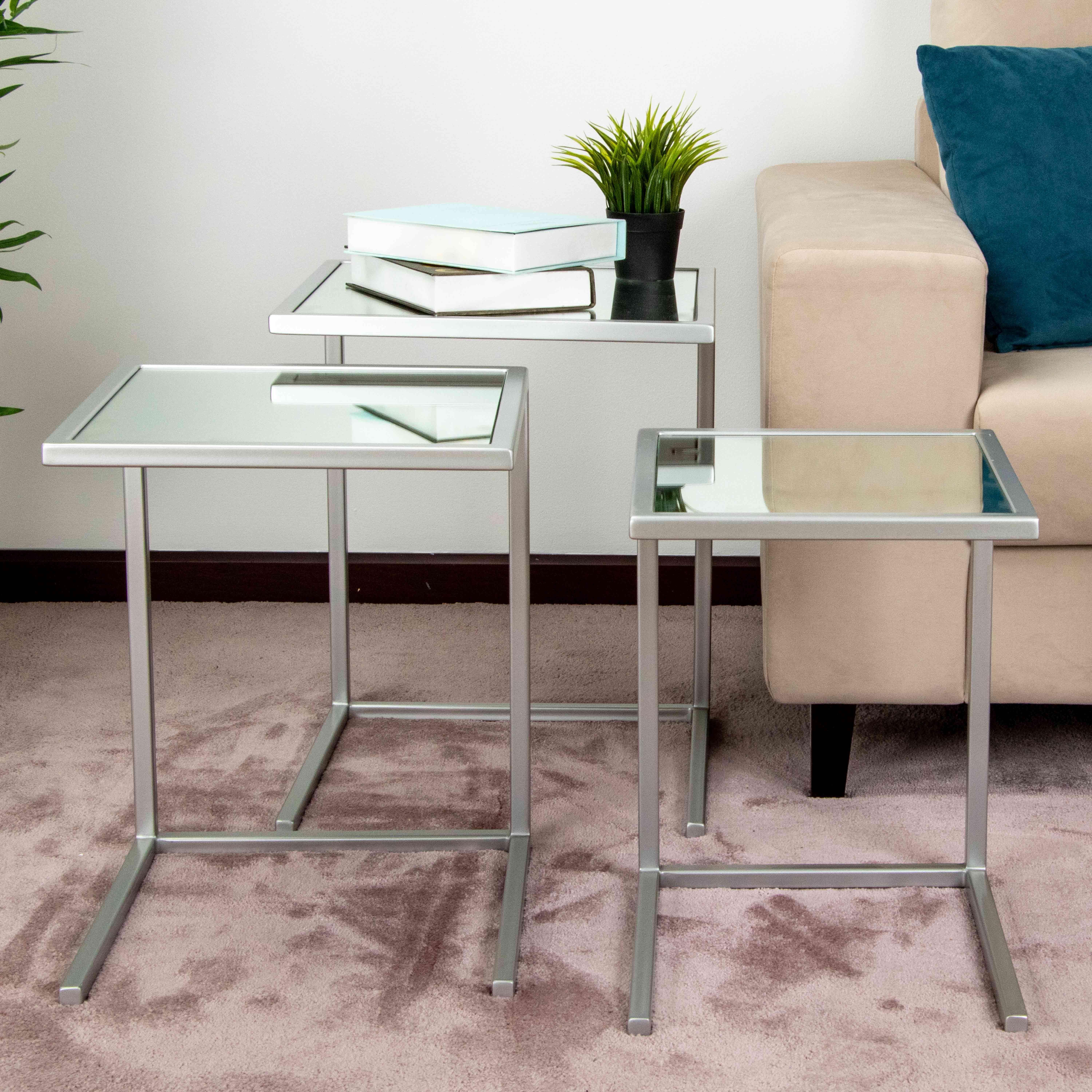 Lamie Nest of Table silver leg Mirror  Top