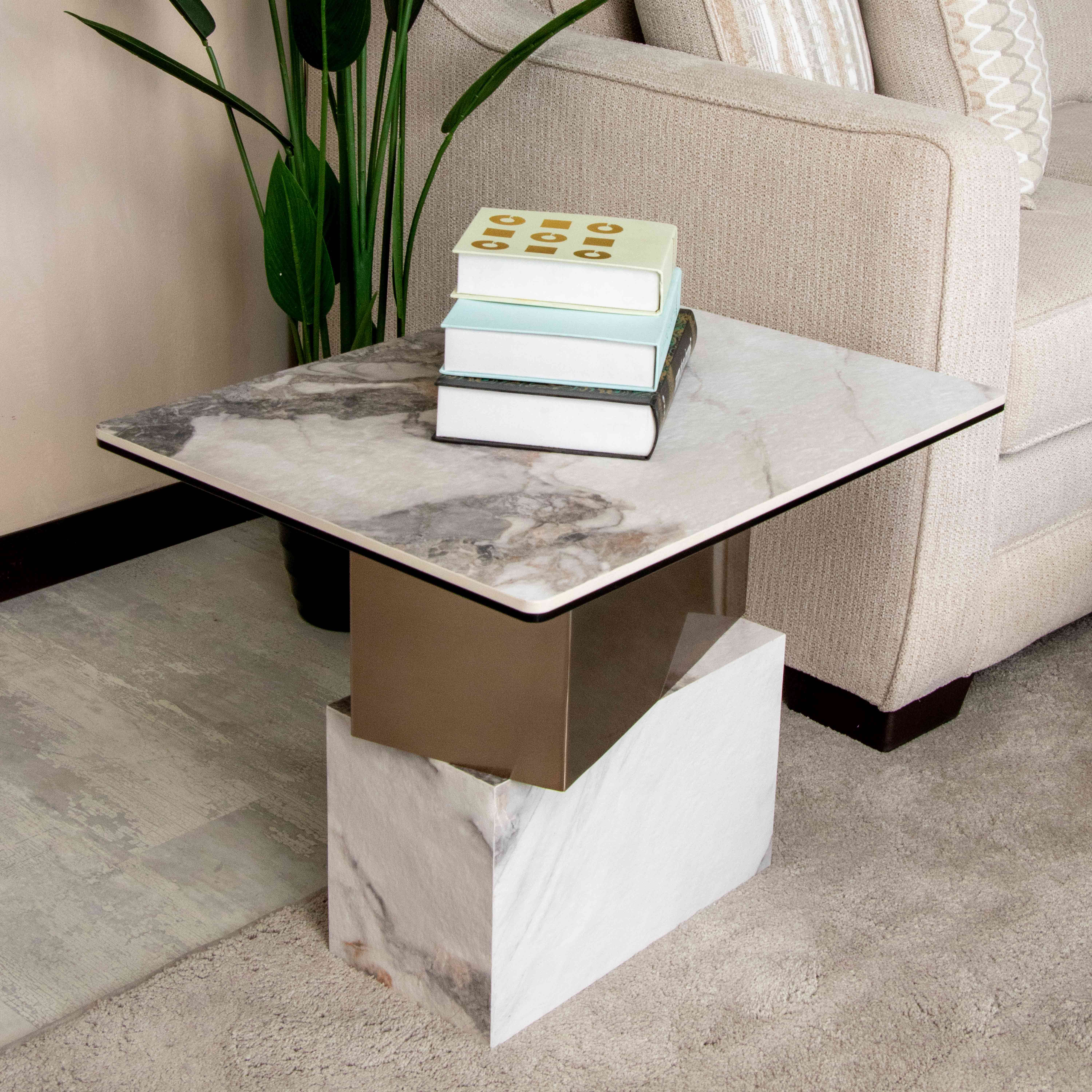 CJ942B COFFEE TABLE WHITE & GOLD