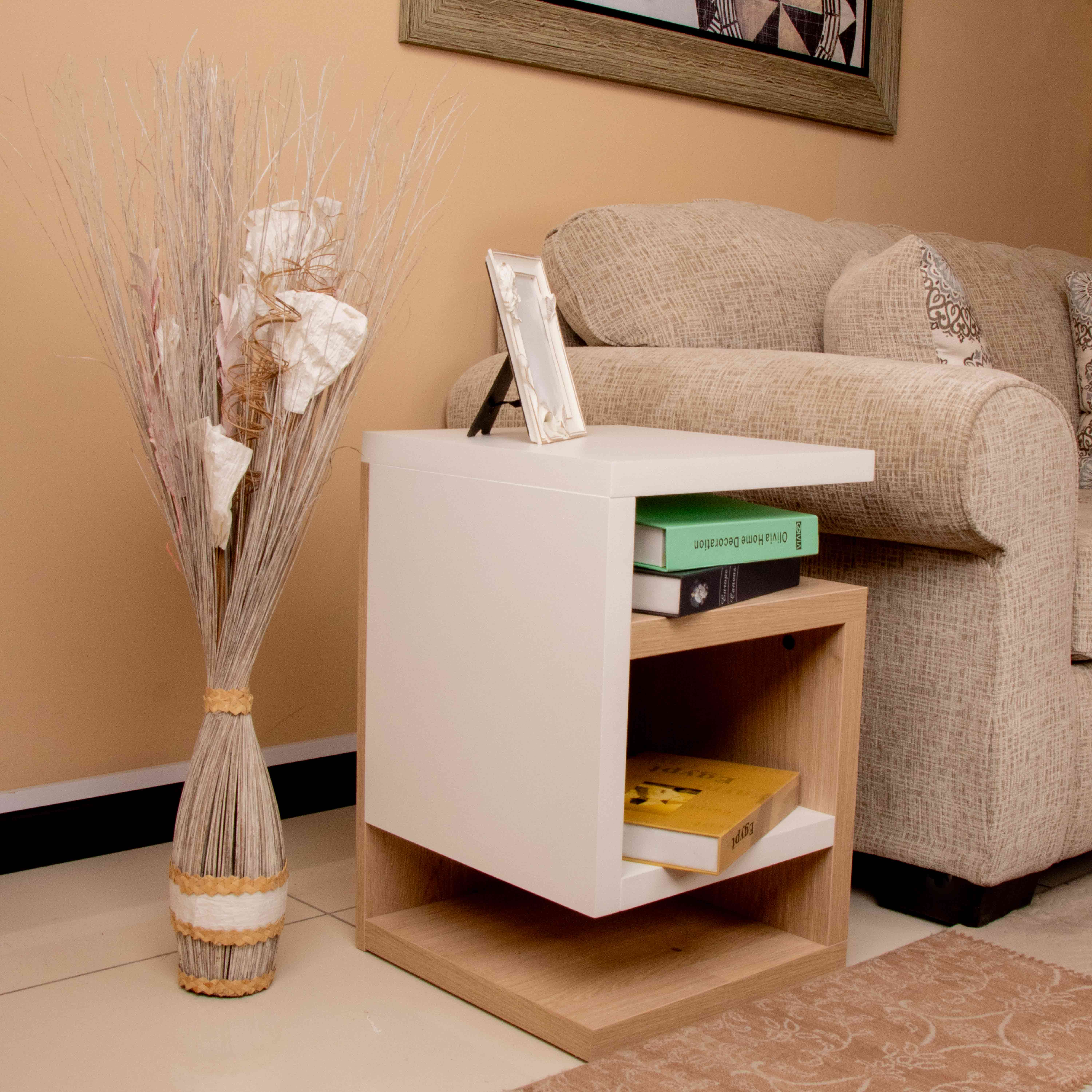 SOFA SIDE TABLE 220801 W400XH600XD400 MM BLANCO+CREMA