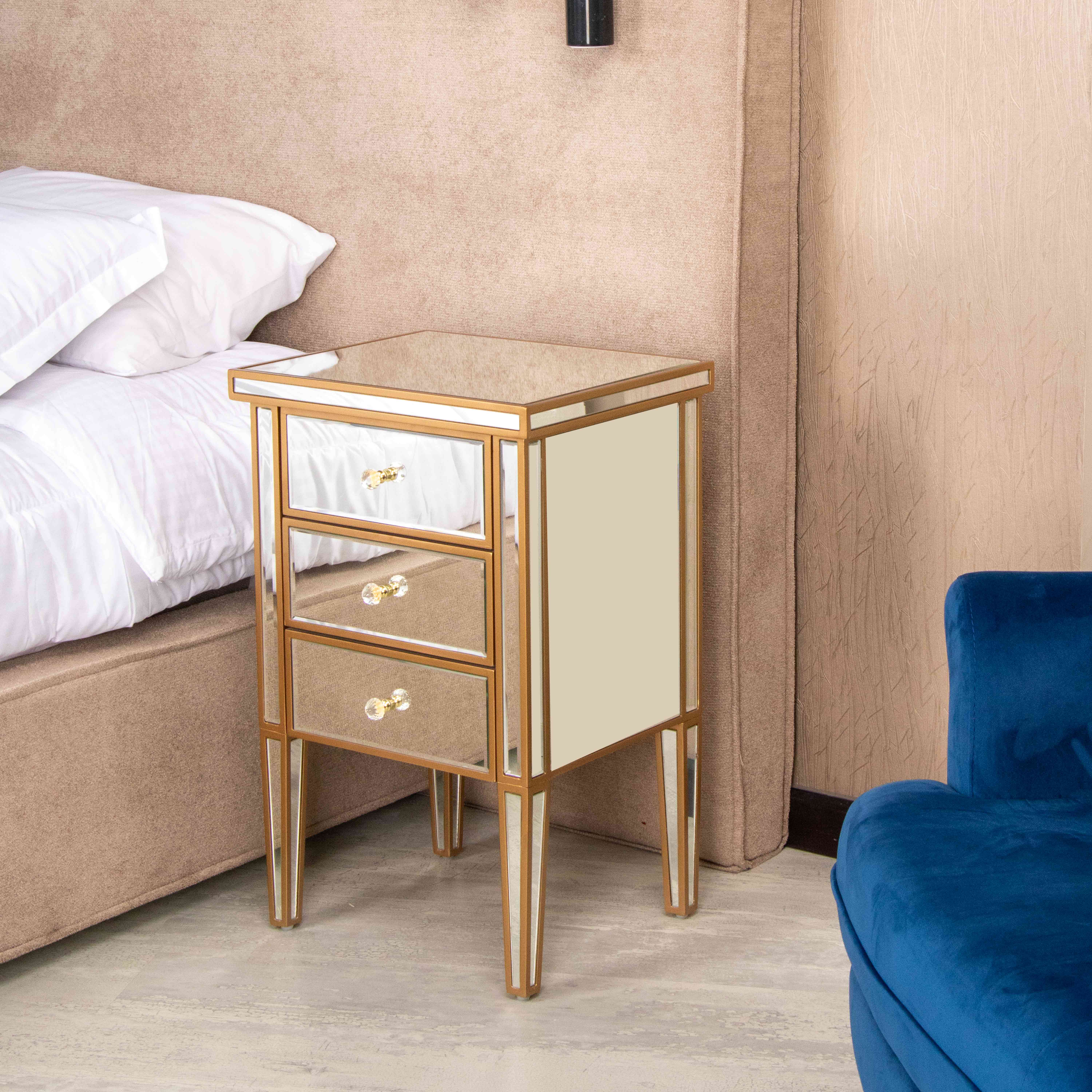 KFC398ZAG 3 DRAWERS NIGHTSTAND GOLD