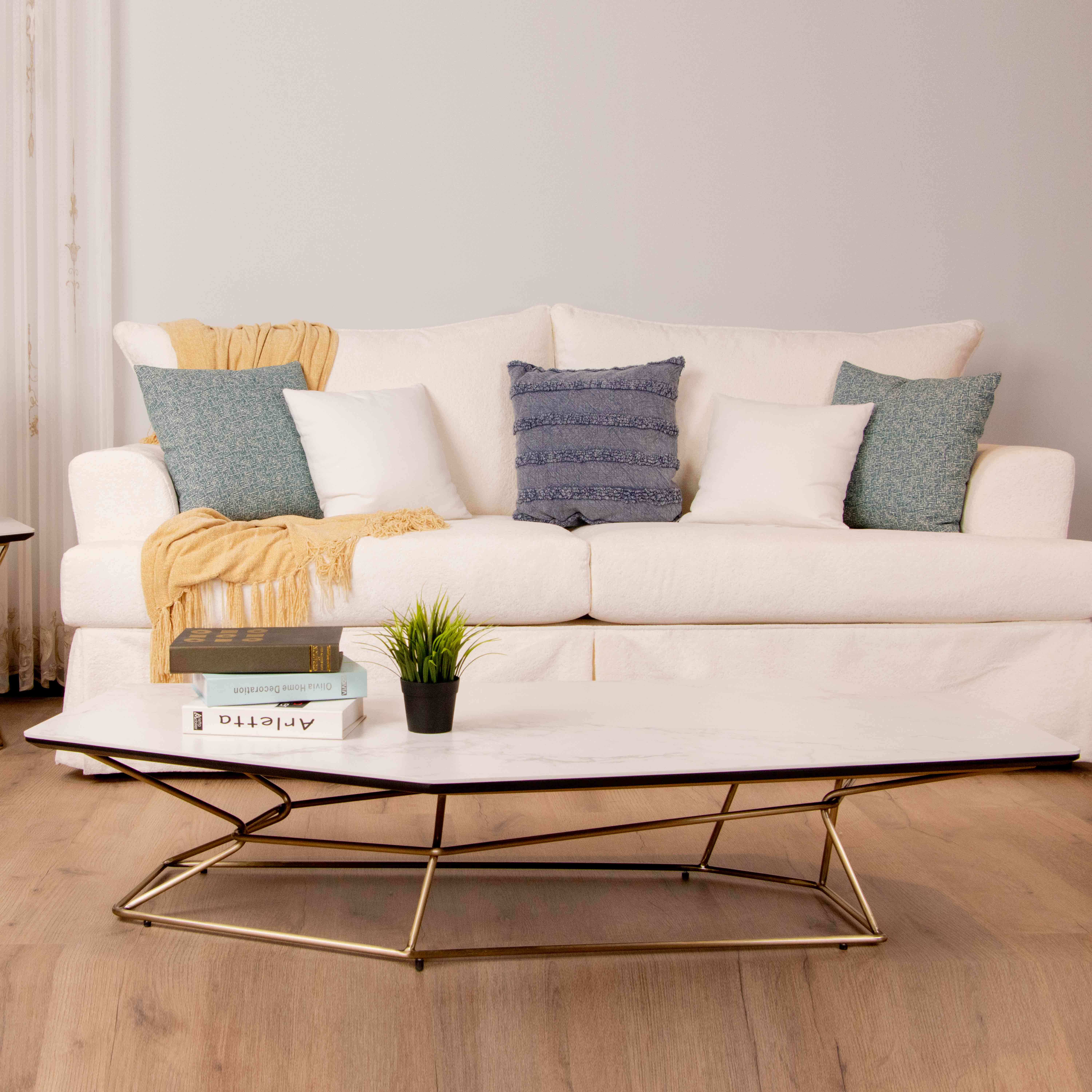 CJ921A COFFEE TABLE WHITE & GOLD