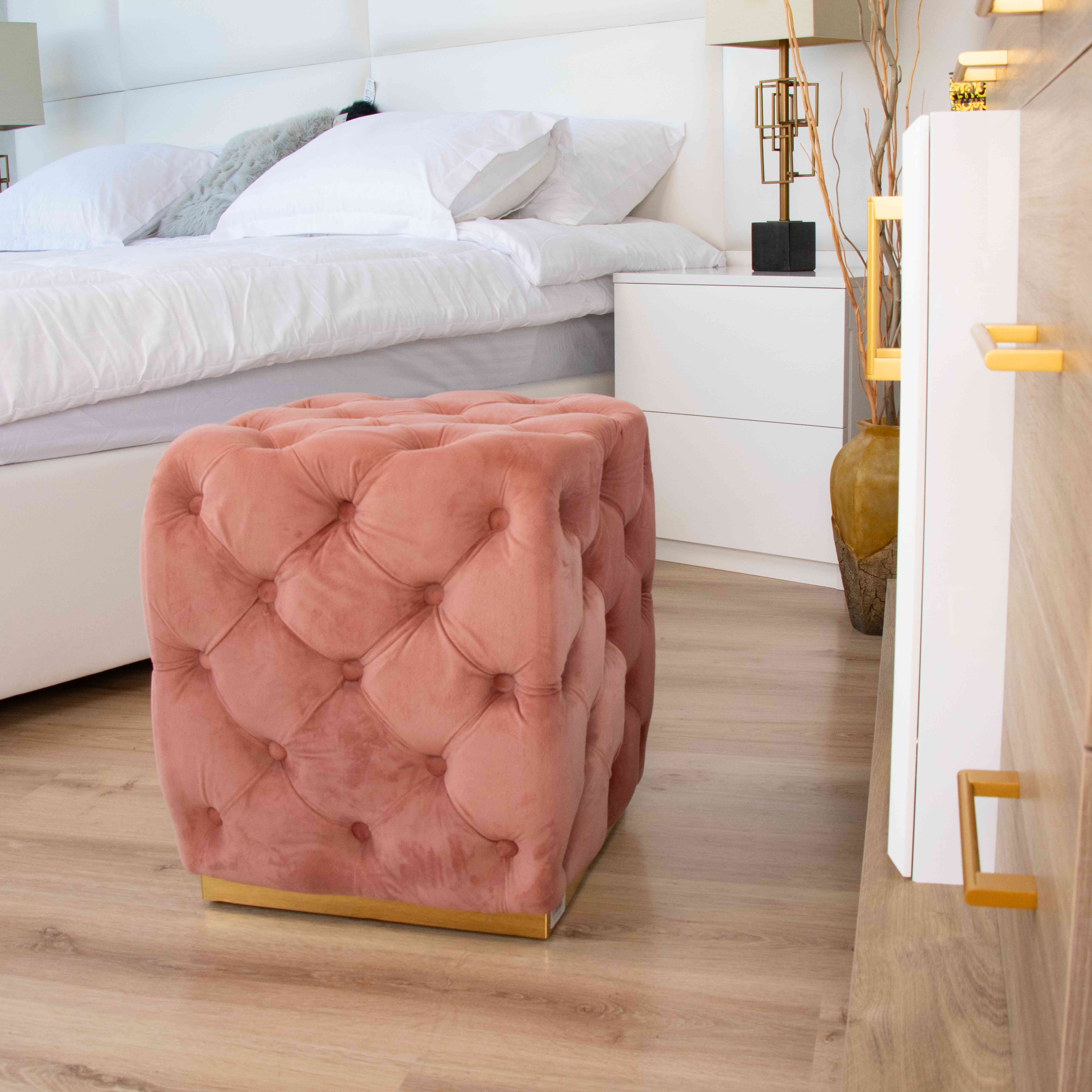 51005 OTTOMAN NF073-47 PINK/GOLD BASE