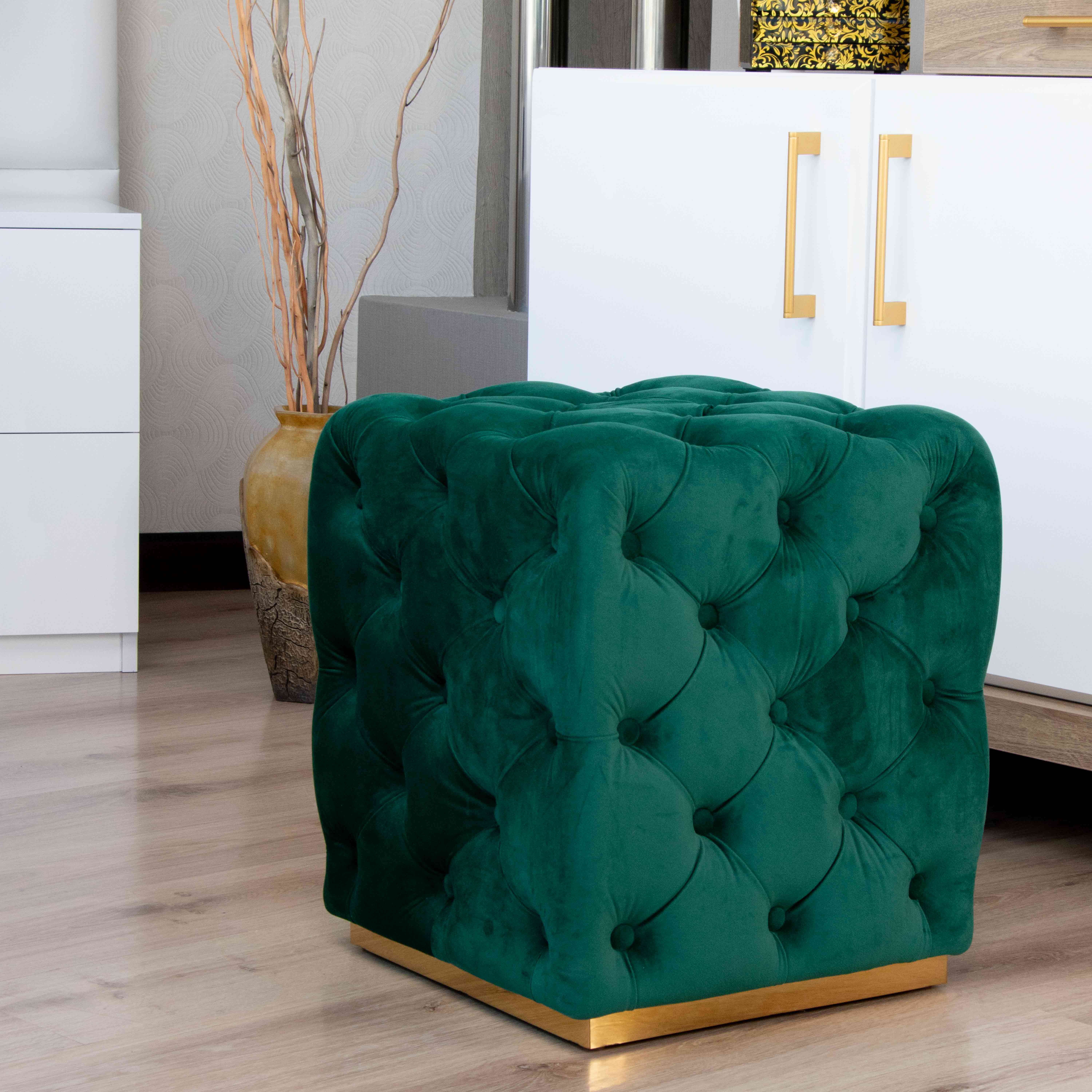 51005 OTTOMAN NF073-42 GREEN/GOLD BASE