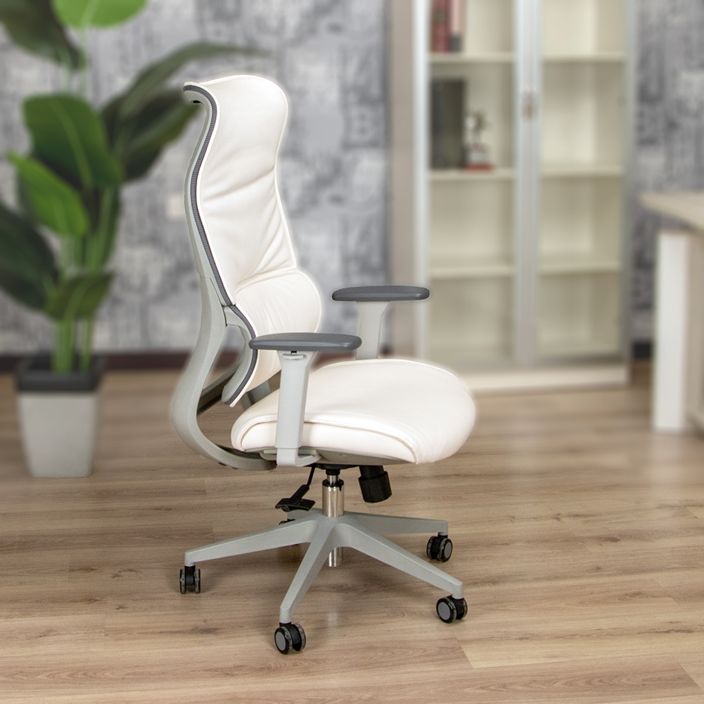 Z-E2208-2 HB CHAIR DL001-40 WHITE PU G/F