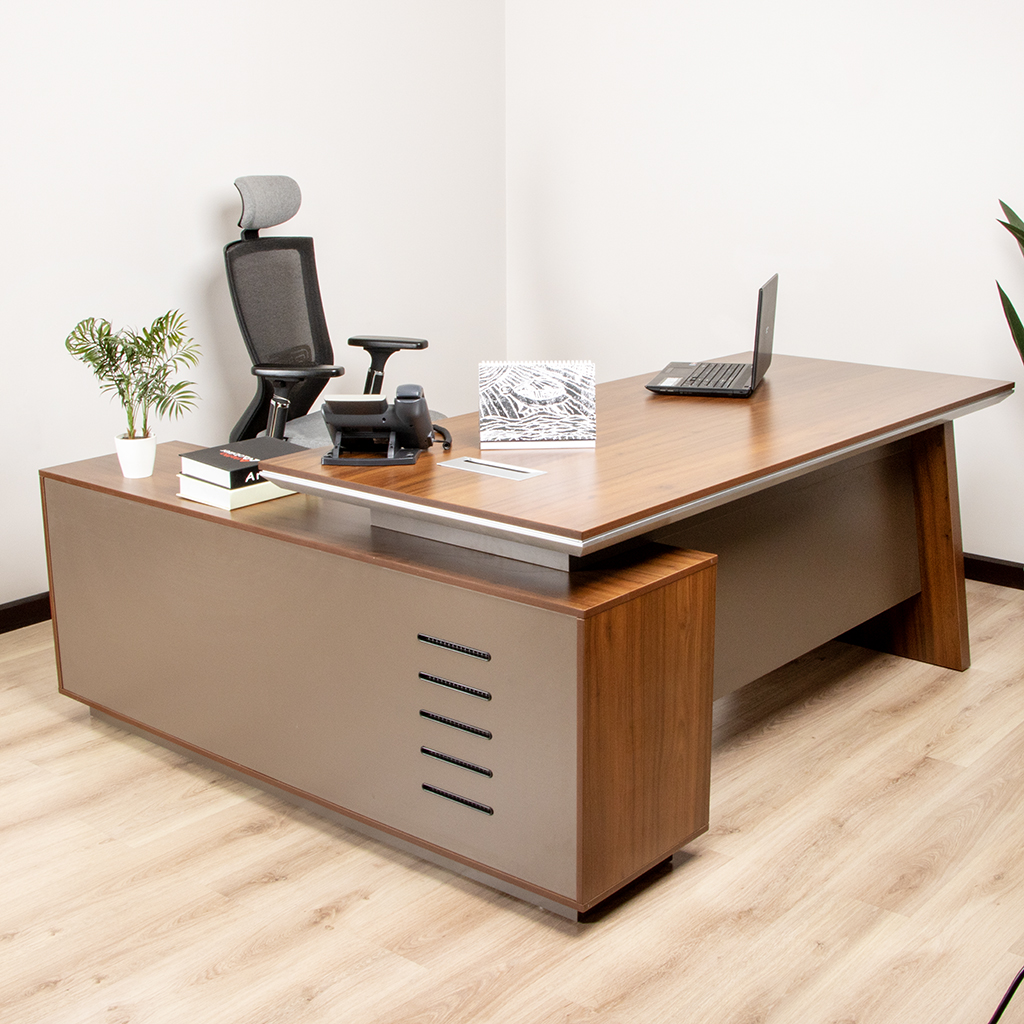 28D1808R EXECUTIVE DESK WALNUT+GREY