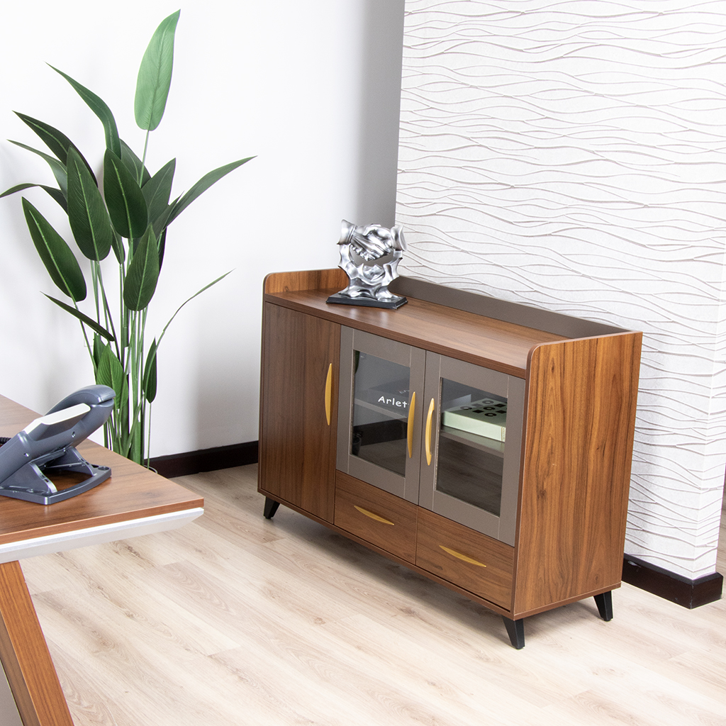 83E3012 TEA CABINET WALNUT+GREY