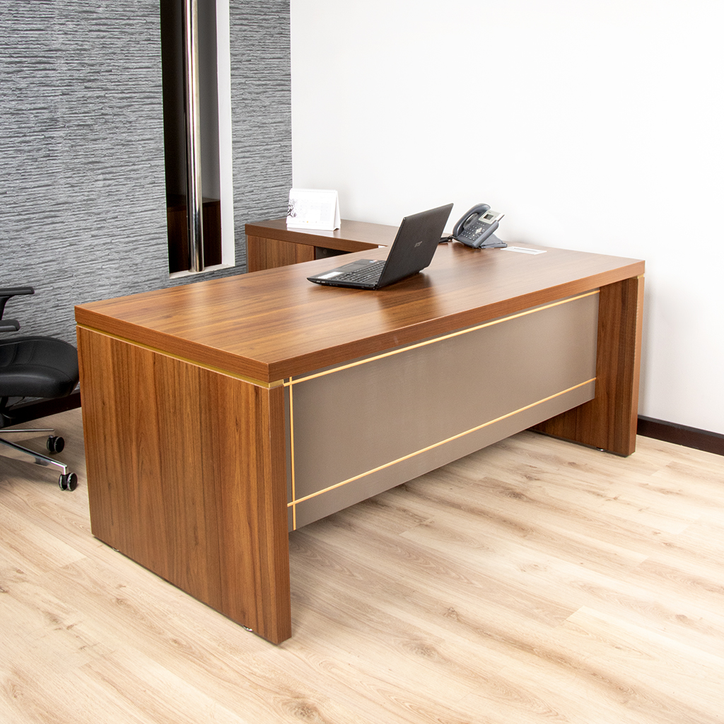 83D1801 EXE DESK W/MO DRW WALNUT+GREY