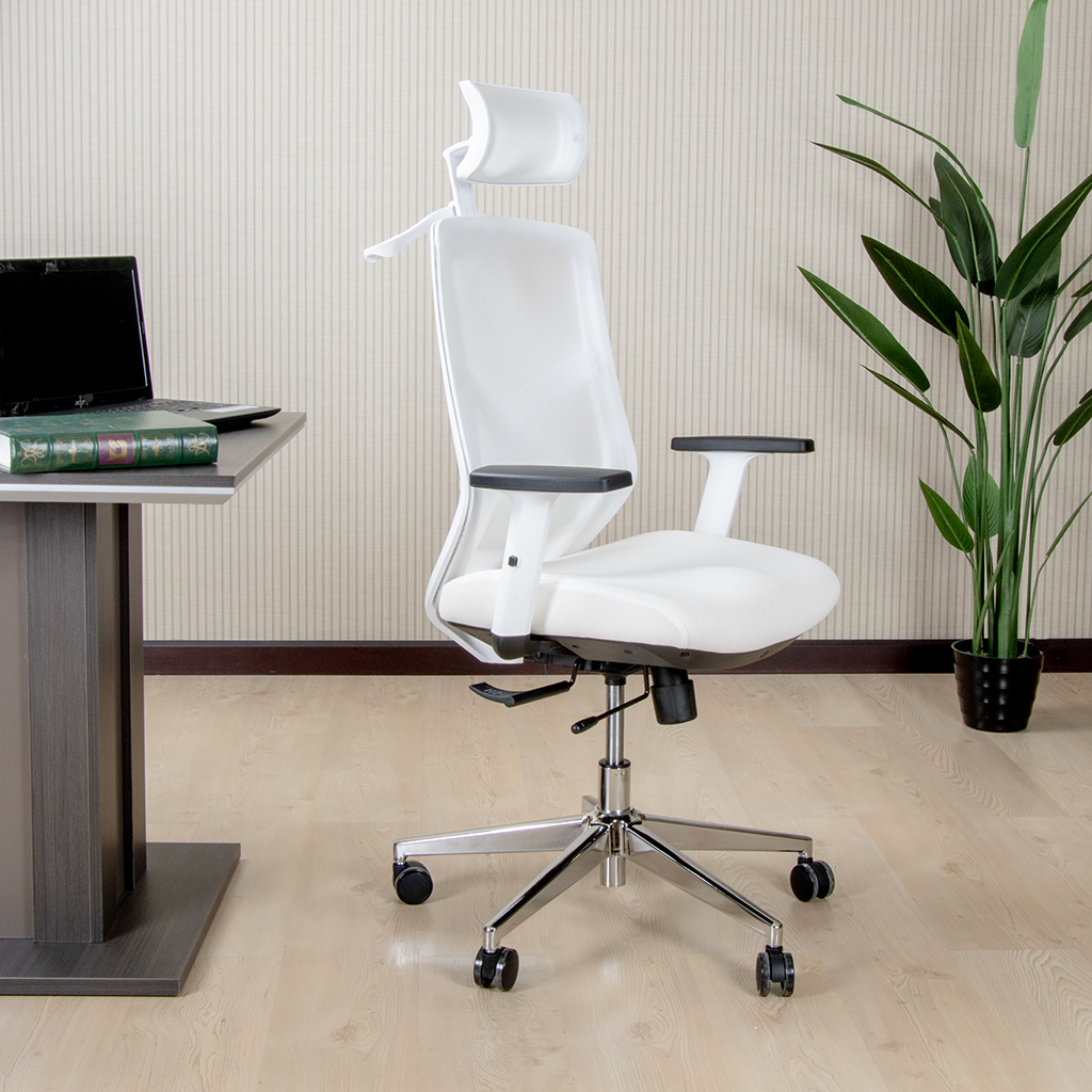 LINA-H HIGH BACK OFFICE CHAIR WHITE+WHITE