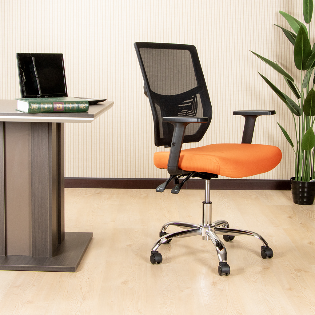 LISA-M MID BACK OFFICE CHAIR -BLACK+ORANGE