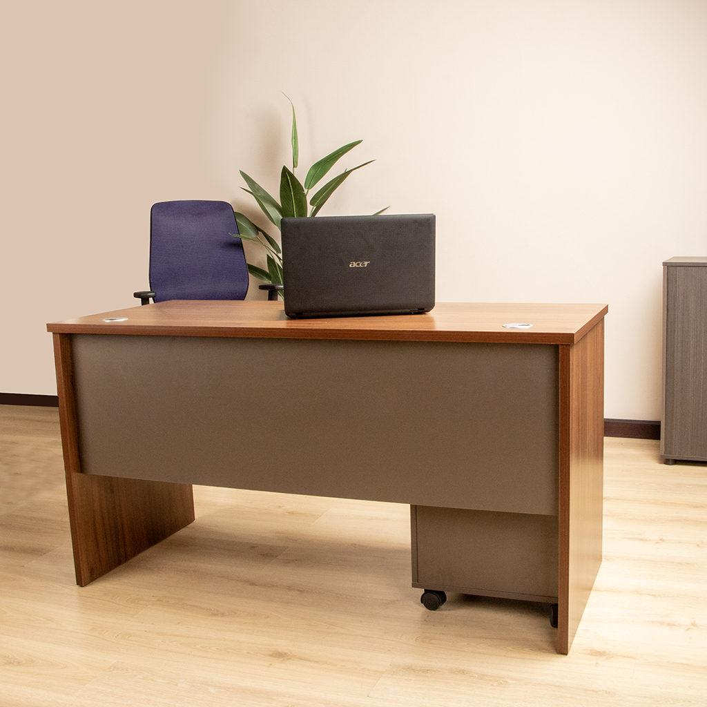 83B1406 COMPUTER TABLE WALNUT+GREY