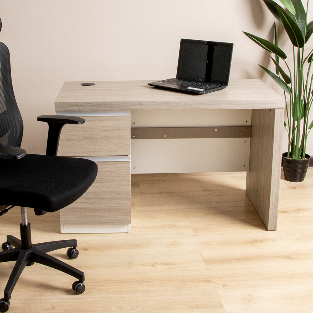 MZA06-1206L OFF. DESK TEAK 22+WHITE 120X60W75