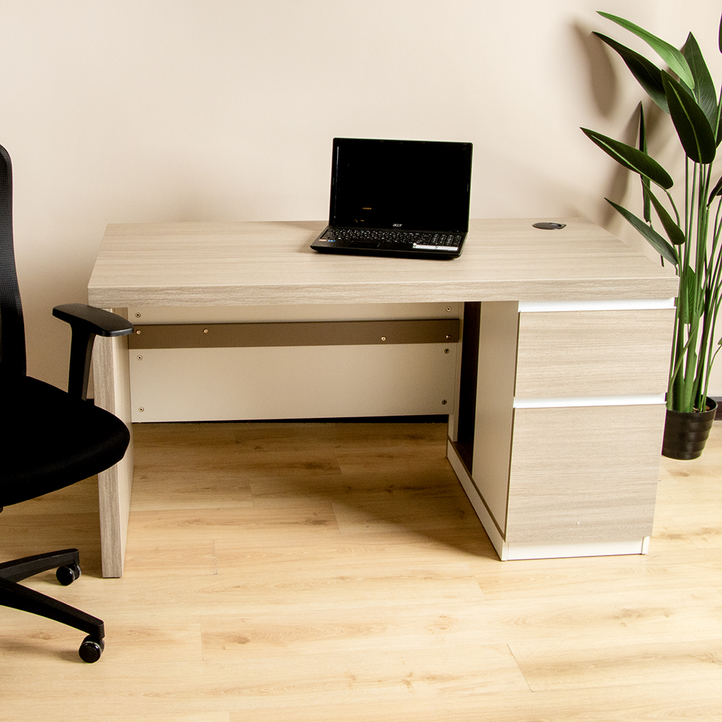 MZA06-1407R OFF. DESK TEAK 22+WHITE 140X70X75