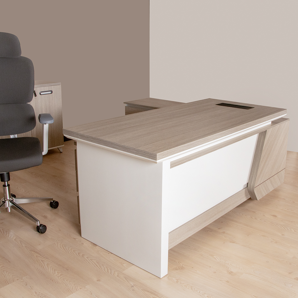 MZA04-1816L EXE. DESK TEAK 22+WHITE 180X165X75