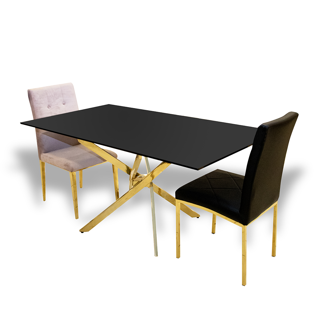 A2035L DIN/TABLE 160 GRY TEM/GLSS GL LEG