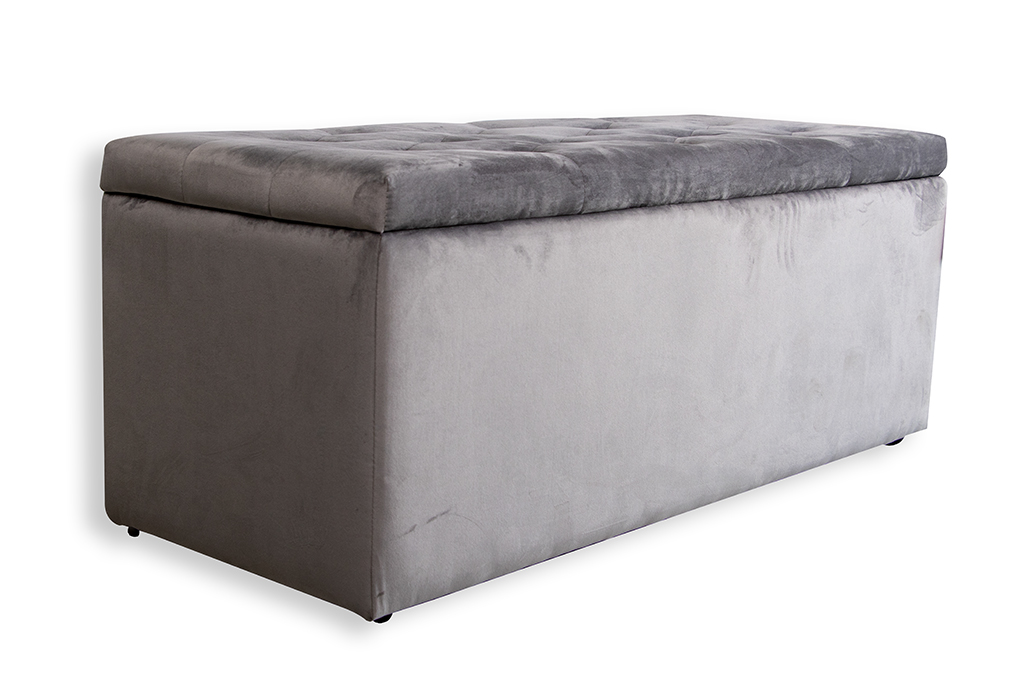 20188-120 STORAGE OTTOMAN Velvet Fabric 809-40# Grey