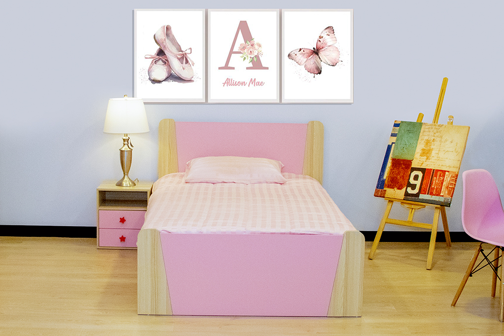 AX-KB15 KIDS BED(120X200) WALNUT/PINK