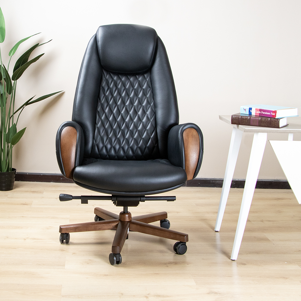 F183-1 HIGH  BACK CHAIR BLACK LEATHER