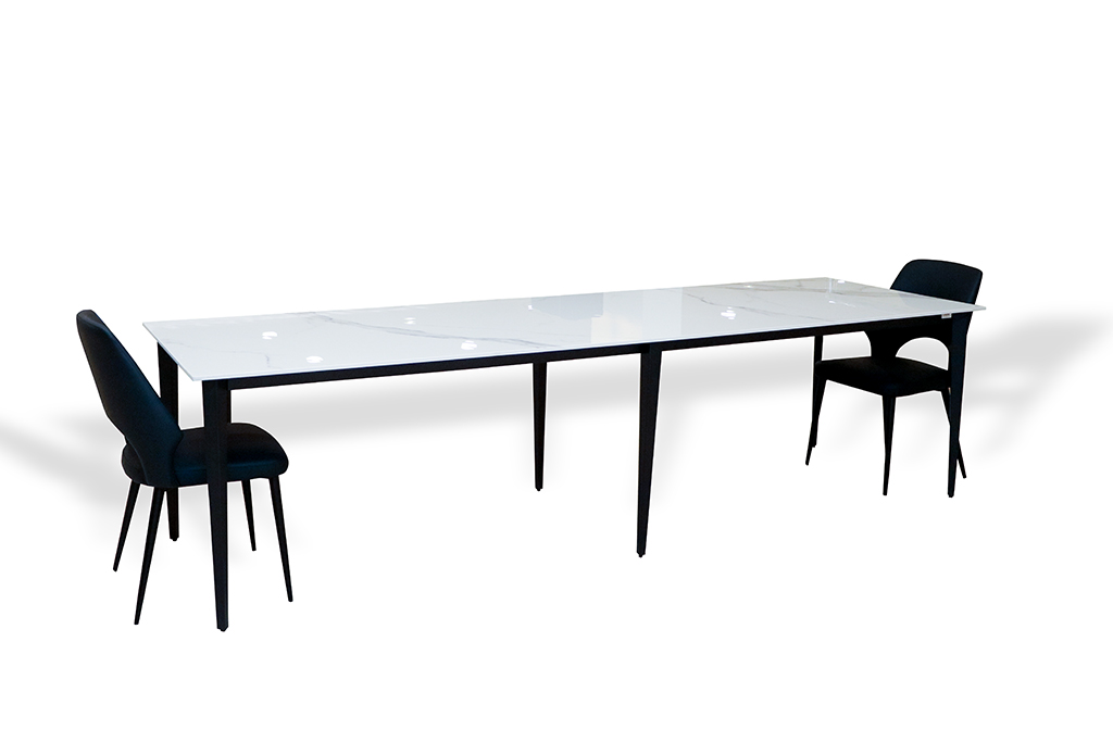 D2937  DINI TABLE  TOP SINTERED STONEWITHBLACK LEG(294 CM X 90CM X 75CM )