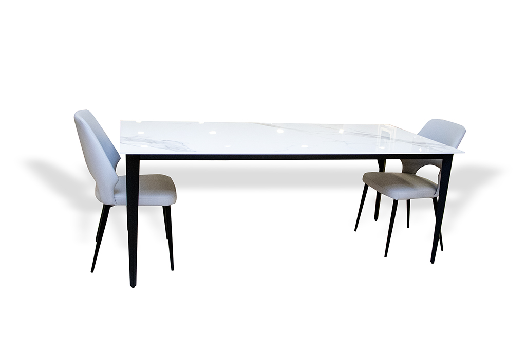 D1995  DINI TABLE  TOP SINTERED STONEWITHBLACK LEG(200cm X 90cm X 75cm)