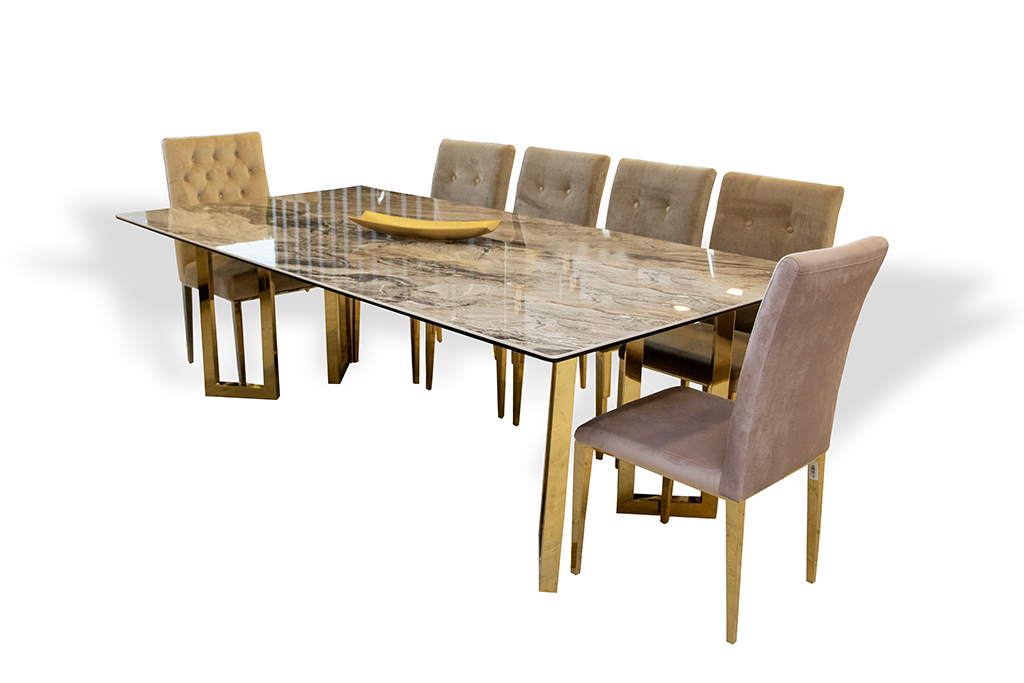 A2378G DINING TABLE TOP SINTERED STONE WITH LEG GOLD