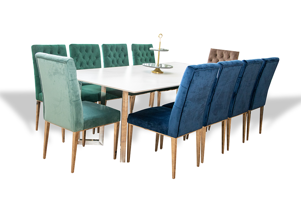 A2378G DINING TABLE TOP SINTERED STONE WITH LEG CHROME