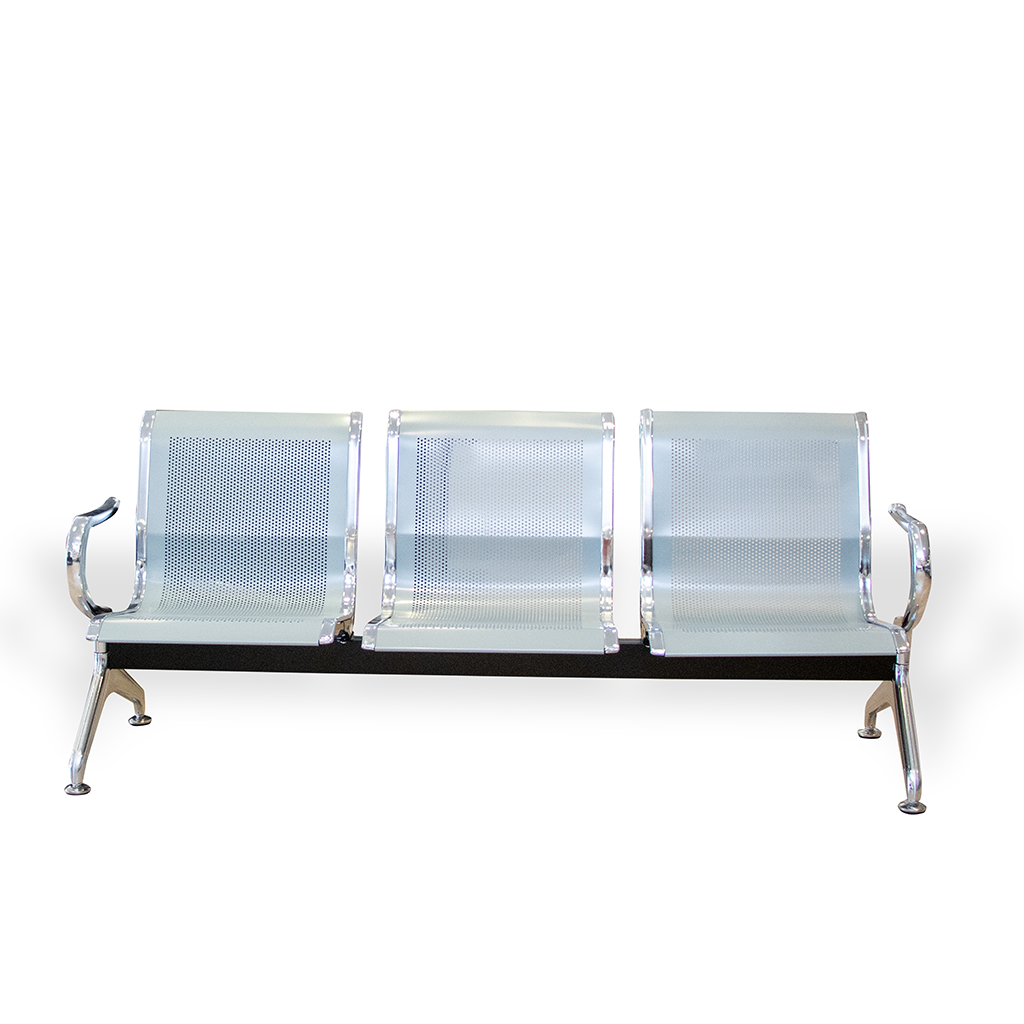LINK CHAIR 3 SEATER STEEL METAL WITH CHROME LEG