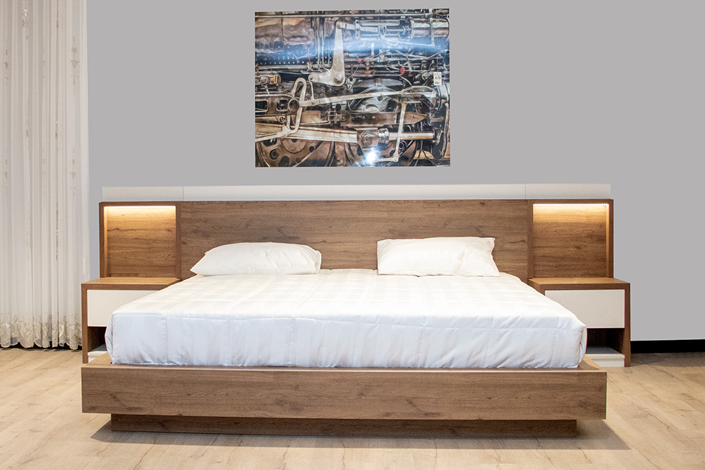 BED2480 W2000XL2000XH1050 MM-HMP M6901-LIGHT CREAM LINEN+OLD OAK ATLAS