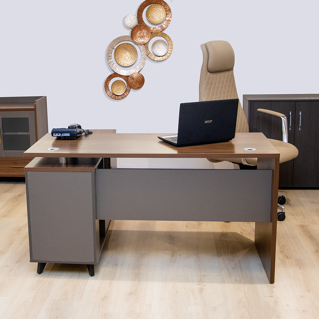 83B1403 OFFICE TABLE WALNUT+GREY