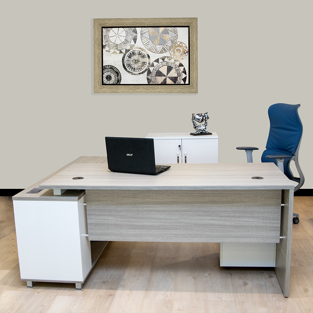 RD0507-1800R EXE. DESK TEAK 22+WHITE 180X160X75