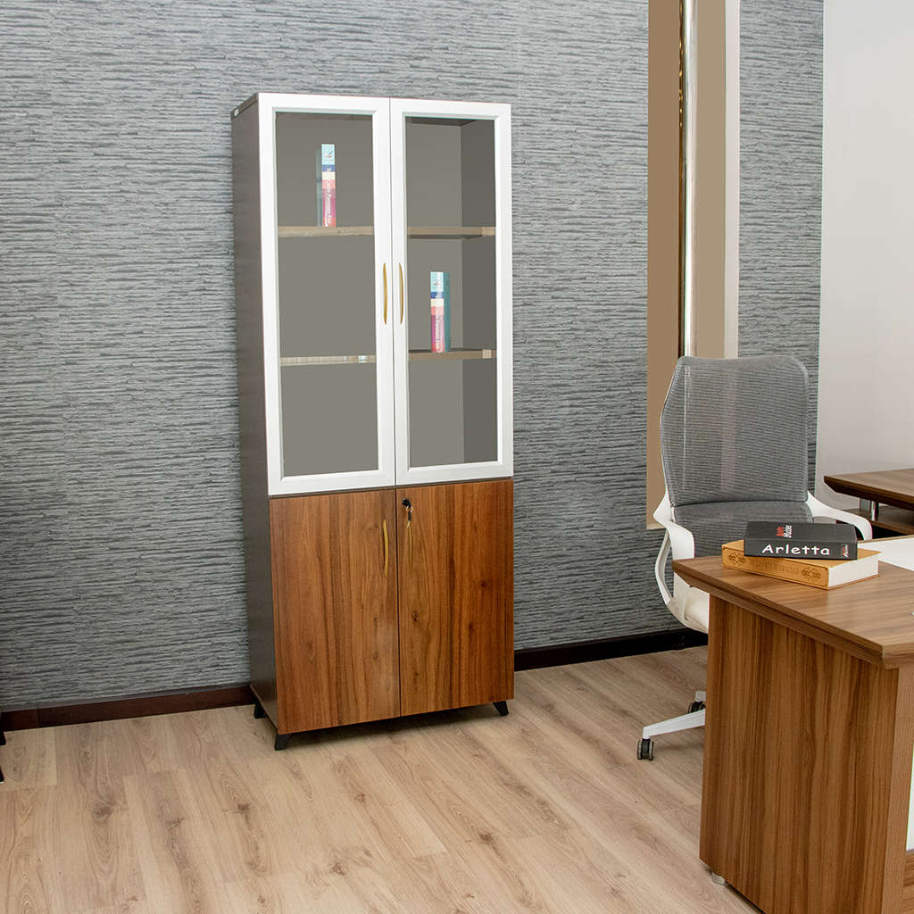 83F201 FILE CABINET WALNUT+GREY