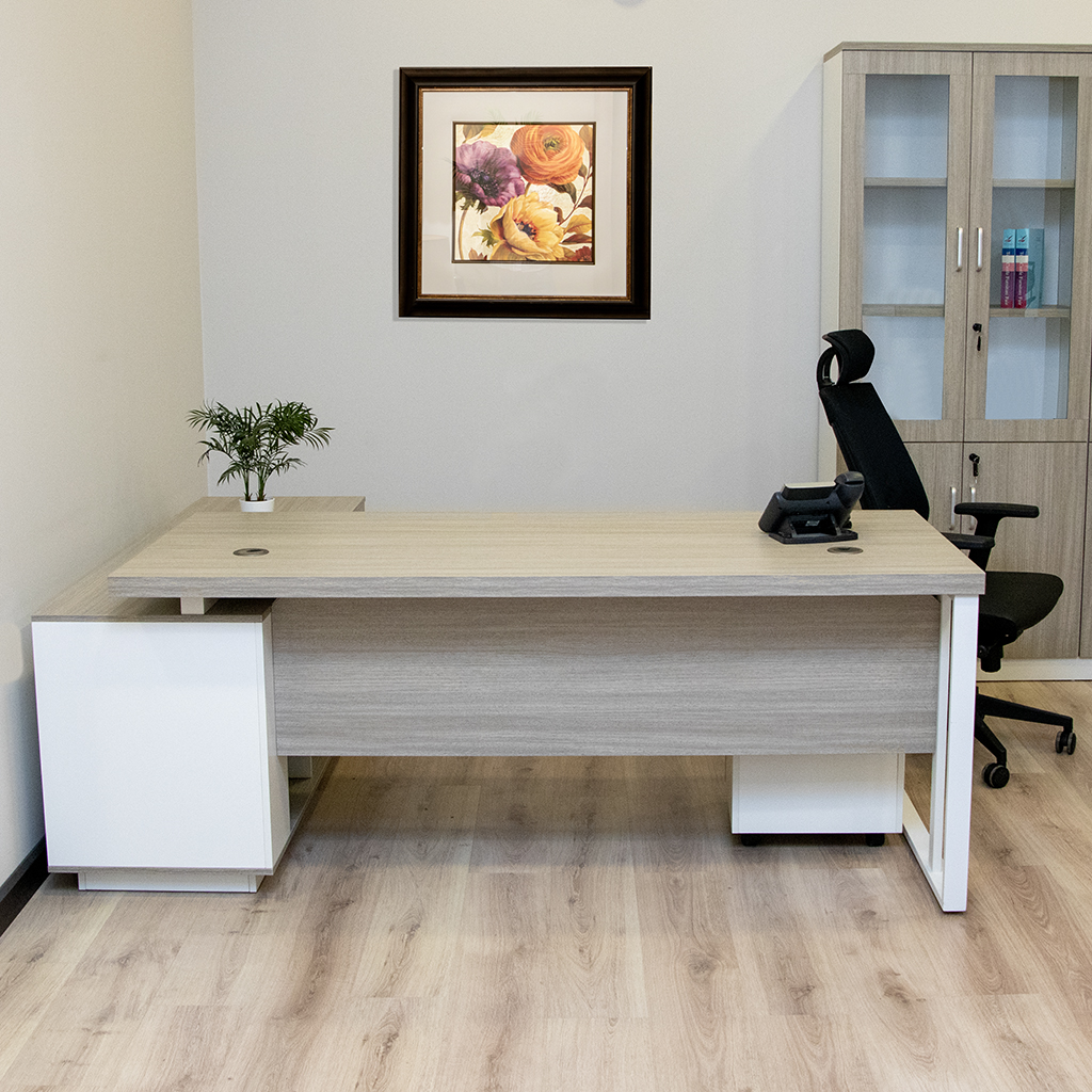 RD0511-2000R EXE. DESK TEAK 22+WHITE 200X170X75