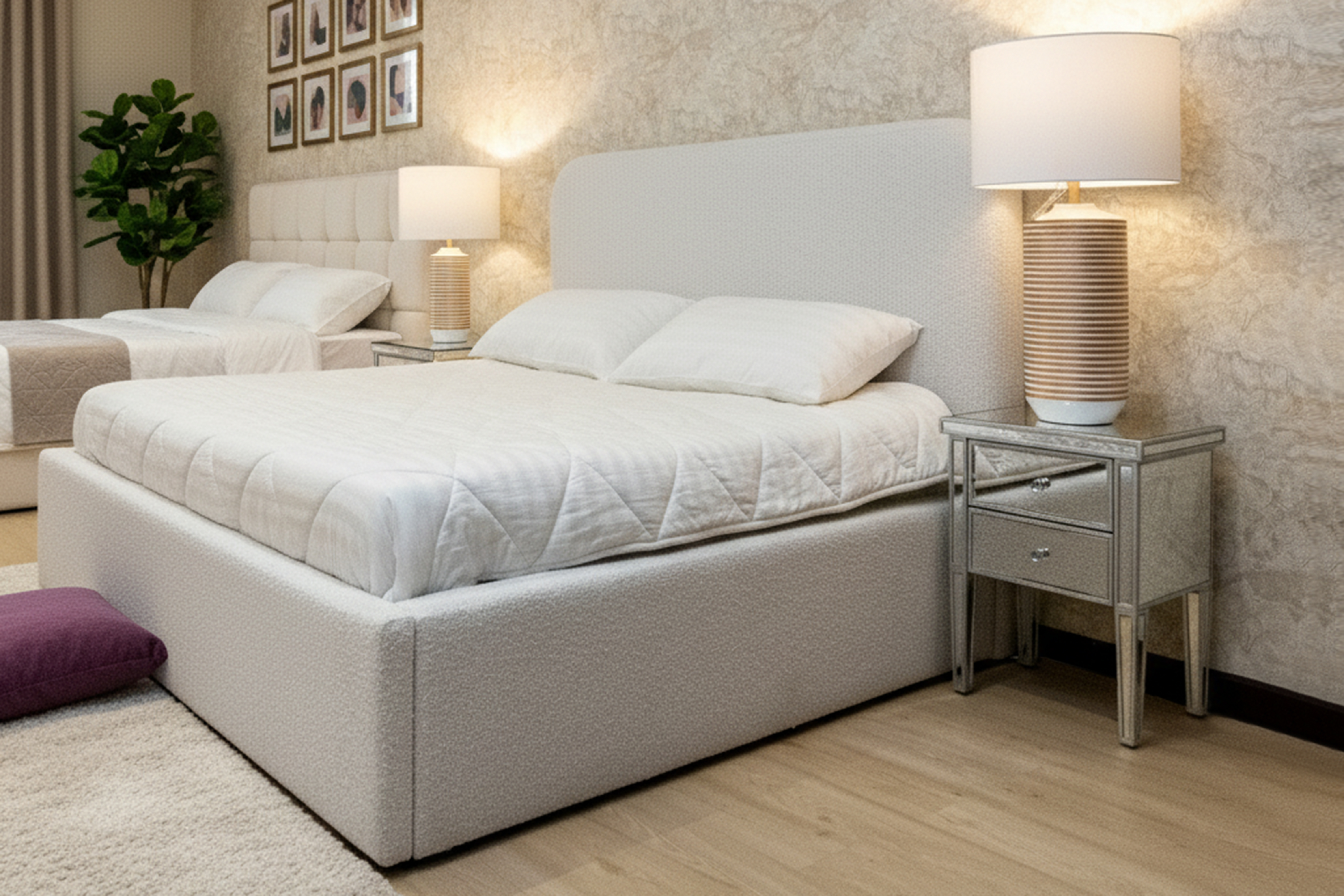MQ-MY-H7 OFF WHITE UPH KING BED RICOTTA