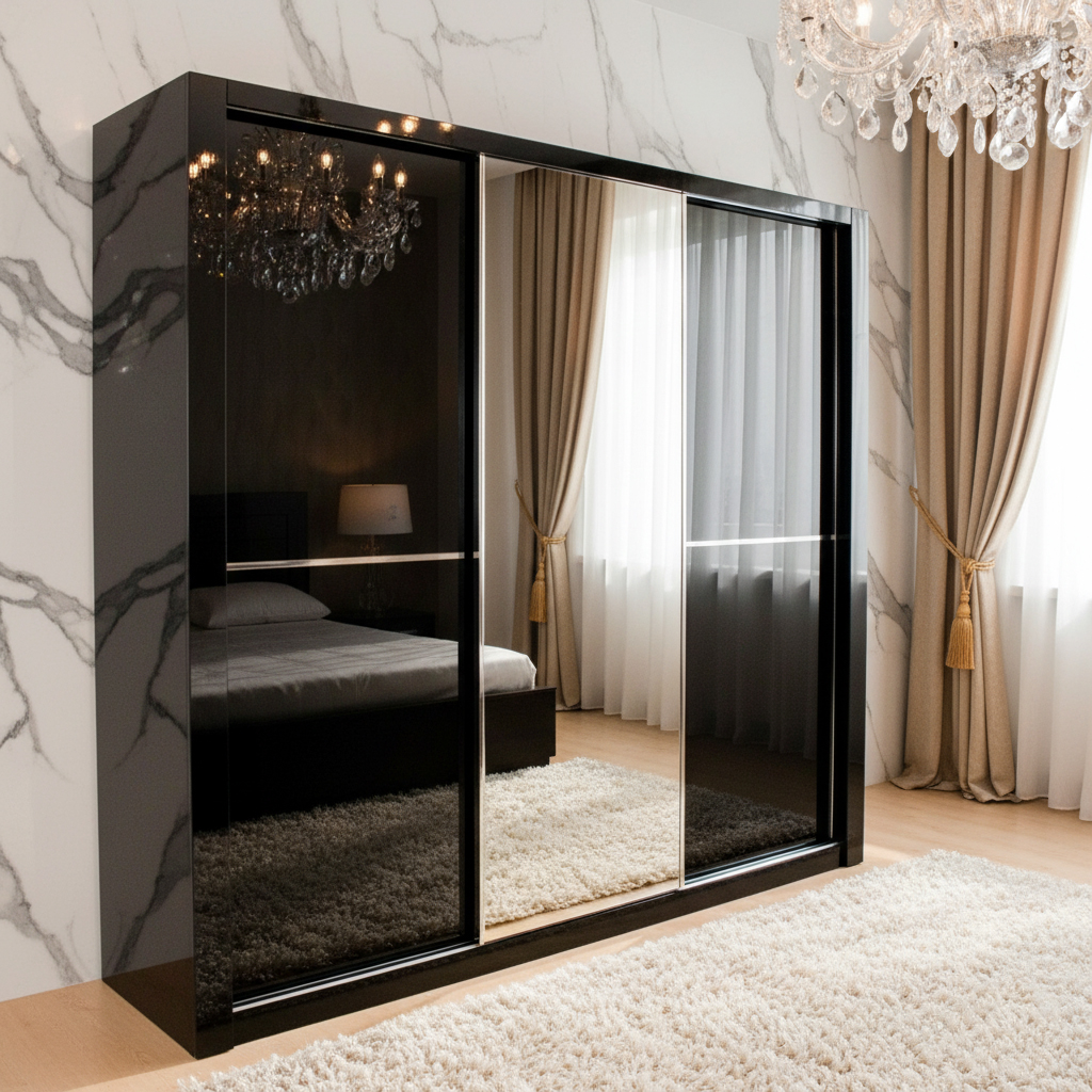 9865 (920) 3 DOORS SLIDING WARDROBE BLK