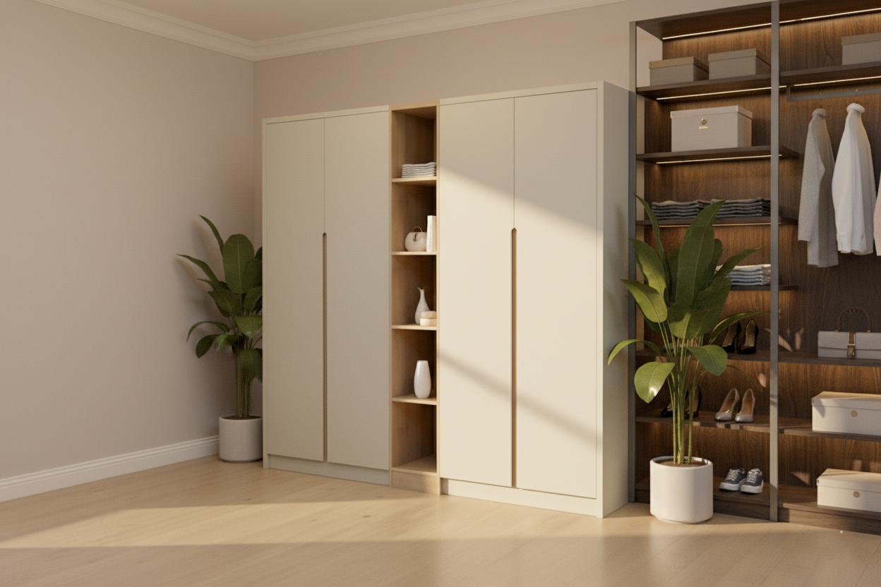 WARDROBE 2408 W2300XH2200XD600 MM BRUSH OAK +NAVIA NATURAL BLUES