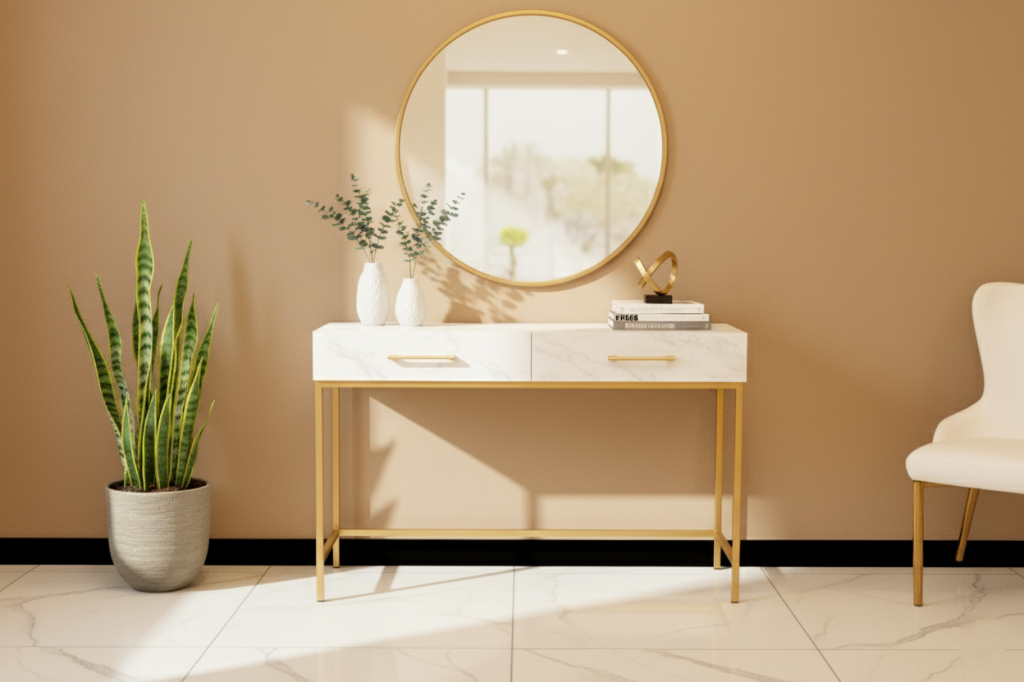 CONSOLE TABLE 2501 W1200XD400XH800MM MARMOL BLANCO GOLD
