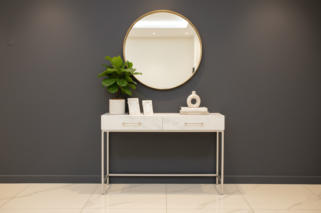 CONSOLE TABLE 2501 W1200XD400XH800MM MARMOL BLANCO SILVER