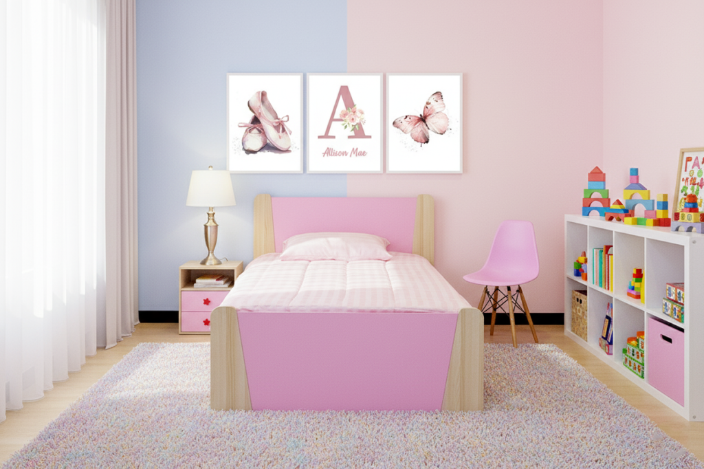 AX-KB15 KIDS BED(120X200) WALNUT/PINK