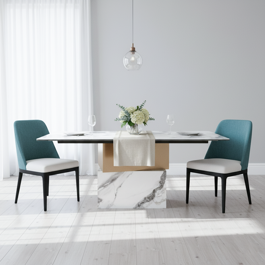 CT942 DINNING TABLE WHITE & GOLD