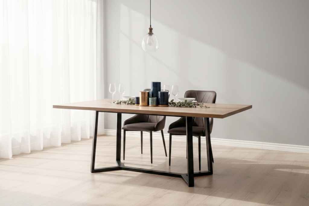 DINING TABLE 2403 L2000 W1000 H770 WDARA WT-624- MS STEEL BLACK