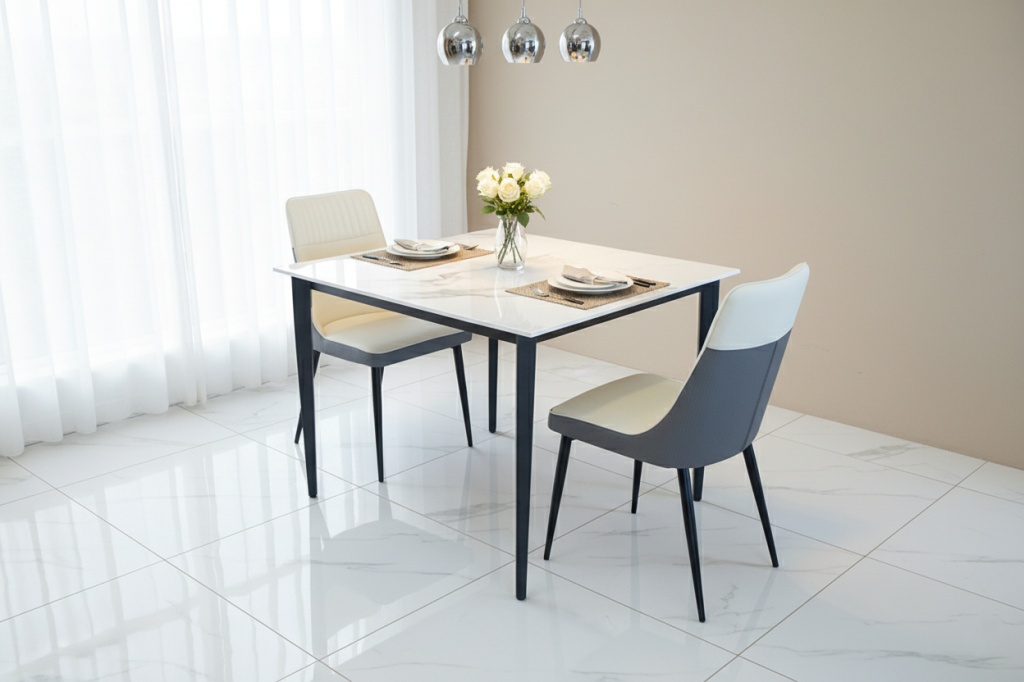 D1000 DINING TABLE TOP SINTERED STONE WITH BLACKLEG (100cm X 100cm X 75cm)