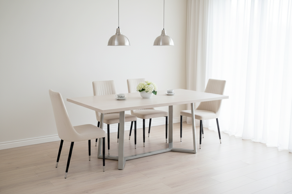 DINING TABLE 2403 L2000 W1000 H770 WDARA WT-4070- MS STEEL SILVER