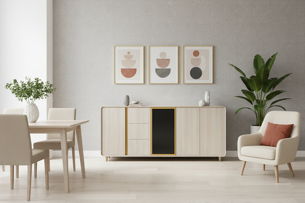 BUFFET 2502 L2000 D450 H900  - 4083 NATURAL VENEER+MARMOL BLANCO TEIDE