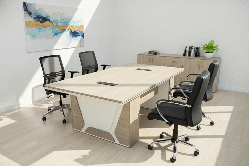 MZD01-2412 CONFERENCE TABLE TEAK 22+WHITE 240X120X75