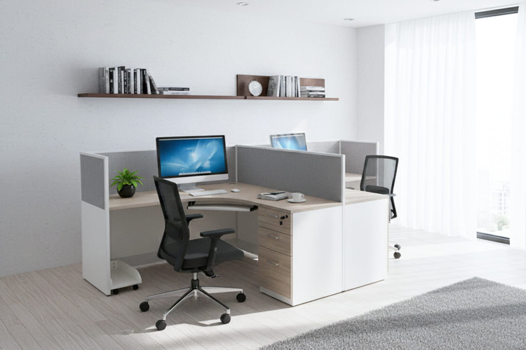 A40-2802 ALU/WORKSTATION 2 PERSON TEAK 22+WHITE