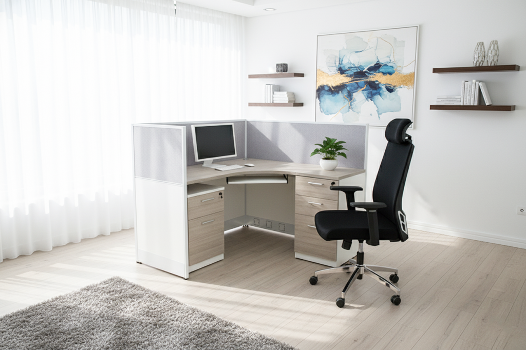 A40-2801 ALU/WORKSTATION 1 PERSON TEAK 22+WHITE