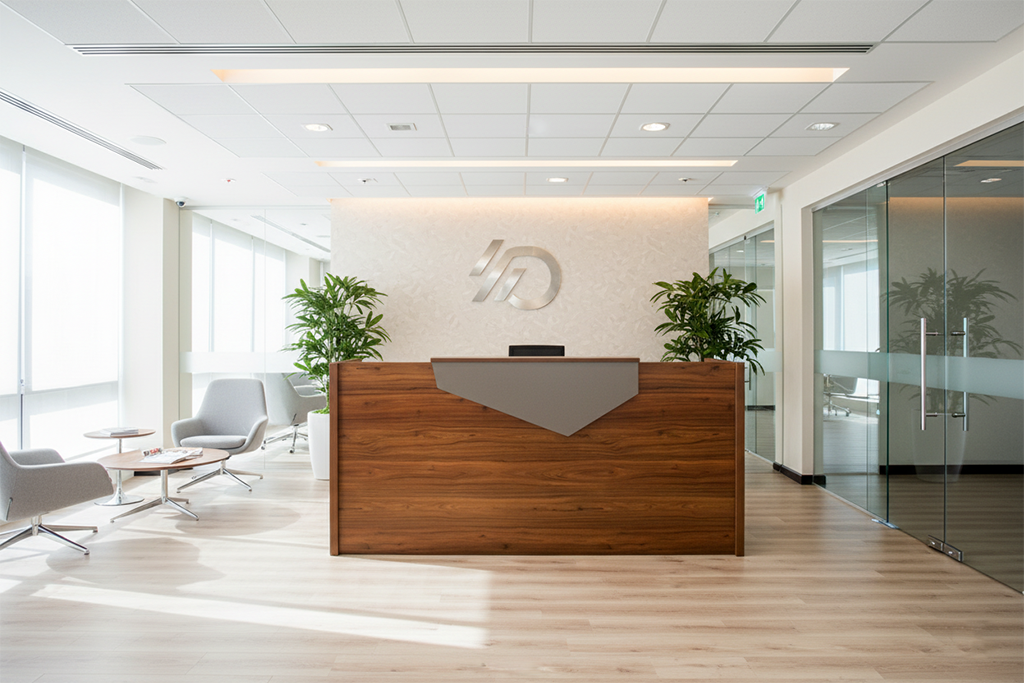 19R1901 RECEPTION TABLE WALNUT+GREY