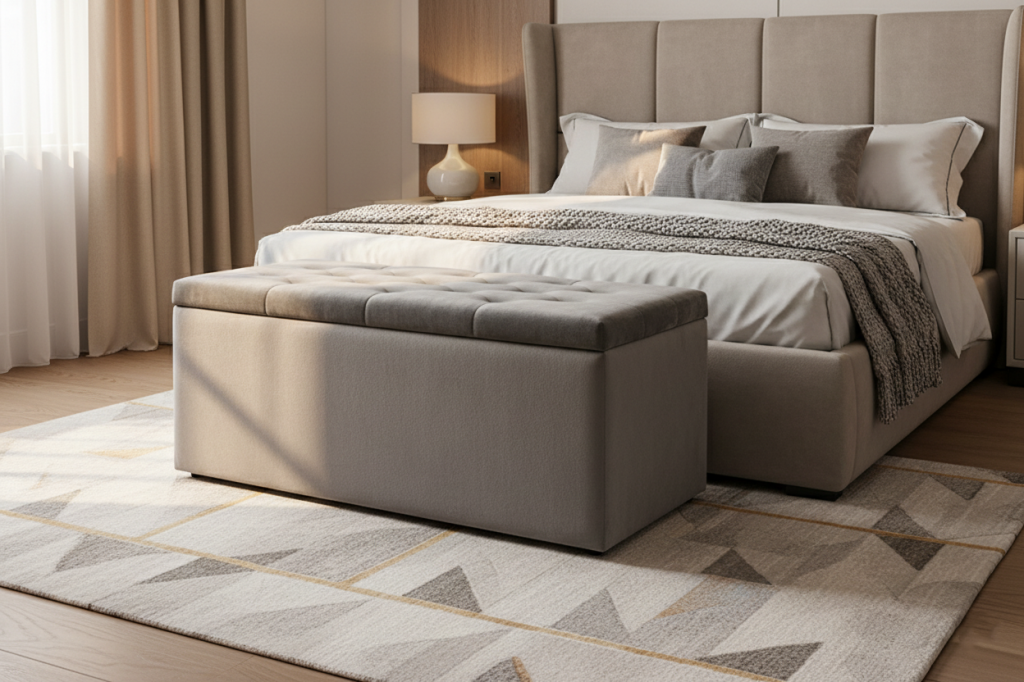 20188-120 STORAGE OTTOMAN Velvet Fabric 809-40# Grey