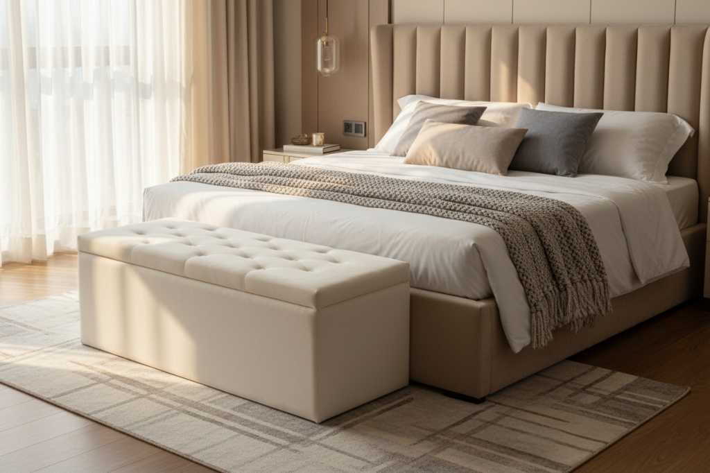 20188-120 STORAGE OTTOMAN Velvet Fabric 809-1# Beige