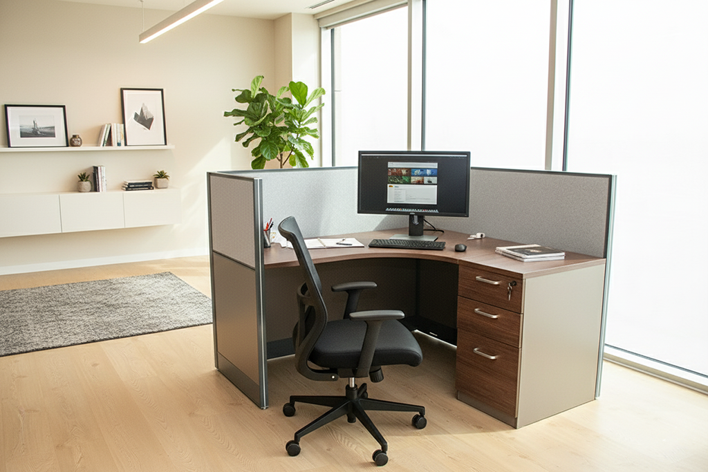 A40-2801R ALU/WORKSTATION 1 PERSON C50+C42+LIGHT GREY FABRIC